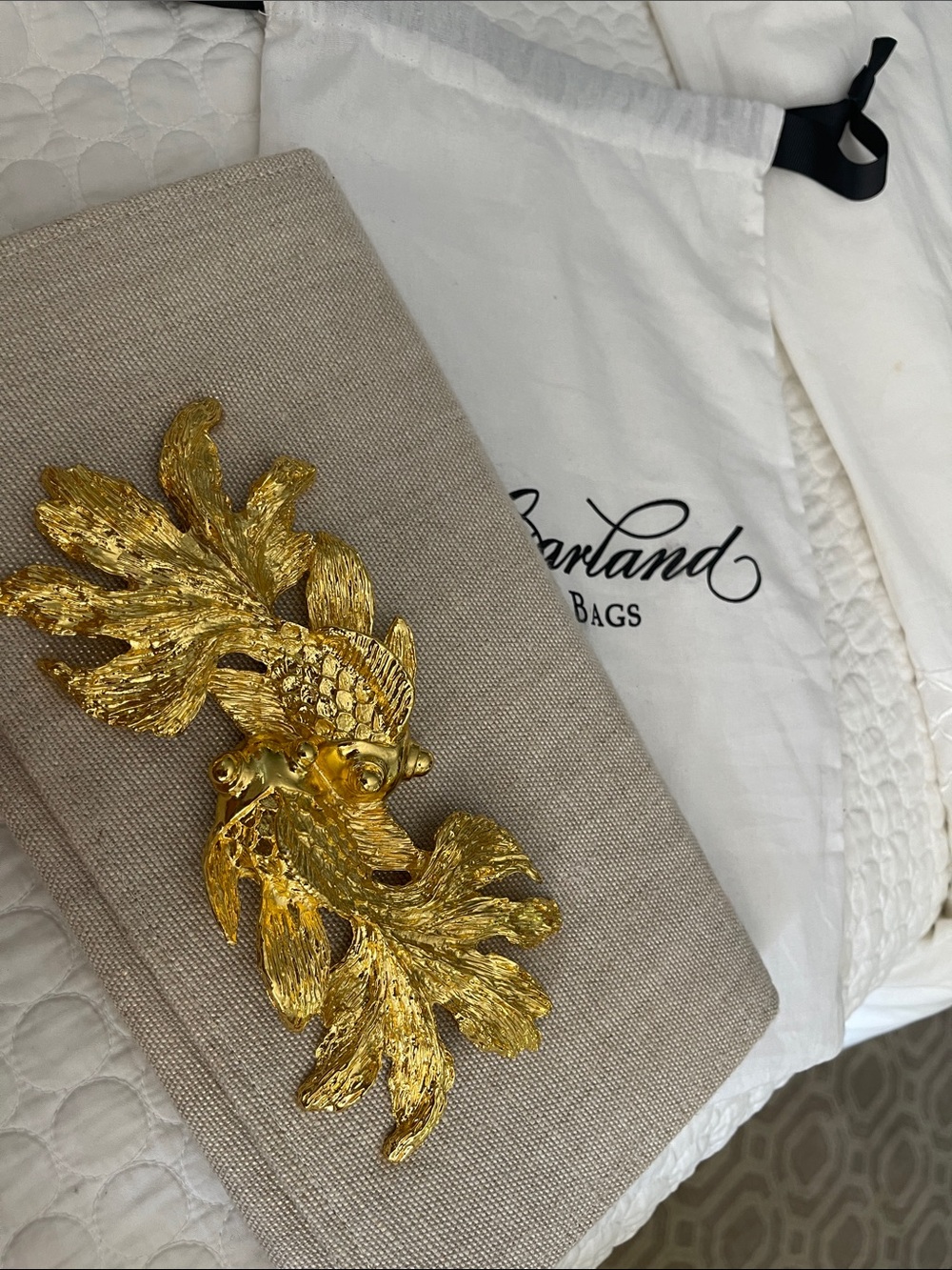 Clutch Gold Koi Decorative Accent - Beige Linen with a hint of gold  12”x7”x1.5”